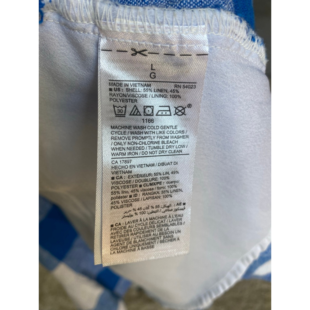 Old Navy Wrap Dress Gingham Blue White Cottagecore Preppy Summer Picnic Coastal - Picture 7 of 11